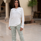 Flowery Pattern Pajamas for Women Cotton Long Sleeve *Printed Pants