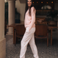Pointelle Fabricبيجاما حريمي كم طويل بوانتيل *بنطلون قطن مطبوع