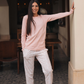 Pointelle Fabricبيجاما حريمي كم طويل بوانتيل *بنطلون قطن مطبوع