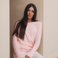 Pointelle Fabricبيجاما حريمي كم طويل بوانتيل *بنطلون قطن مطبوع