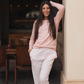Pointelle Fabricبيجاما حريمي كم طويل بوانتيل *بنطلون قطن مطبوع