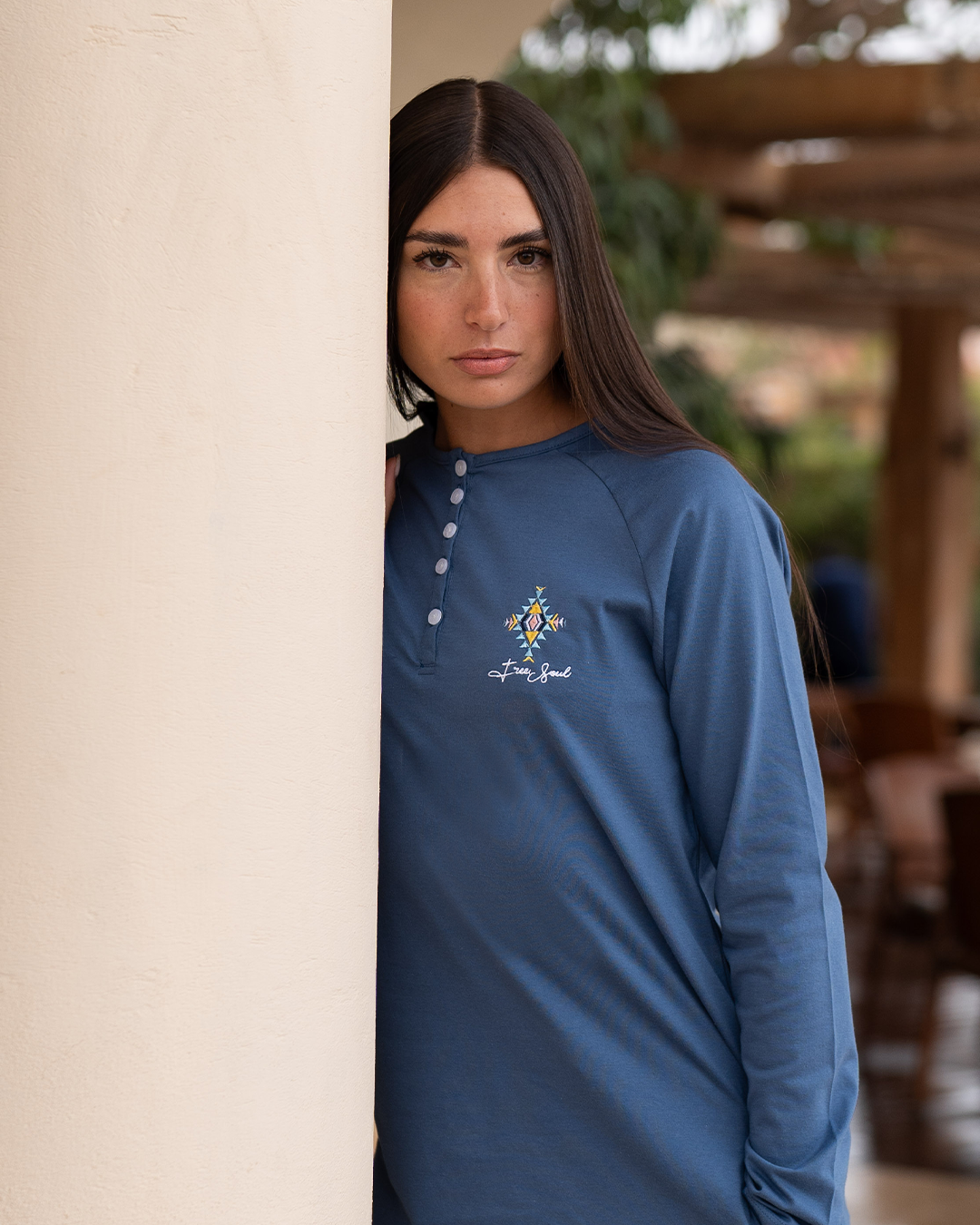 Free Spirit بيجاما حريمي كم طويل قطن *بنطلون مطبوع