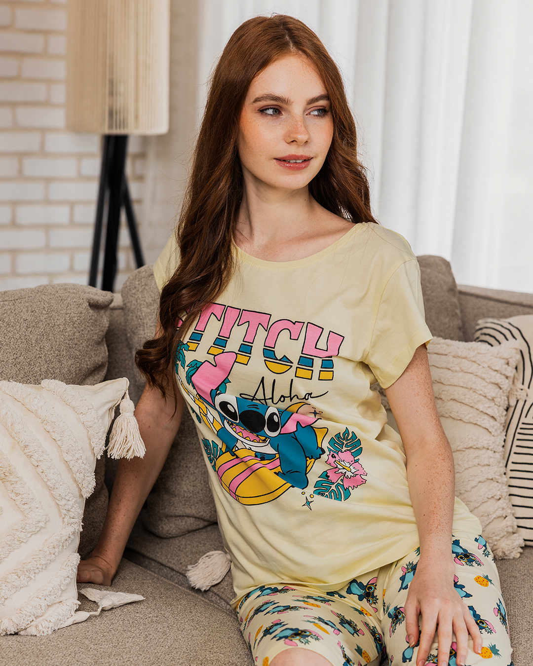 Stitch Women's half-sleeve pajamas and stitch pentagram