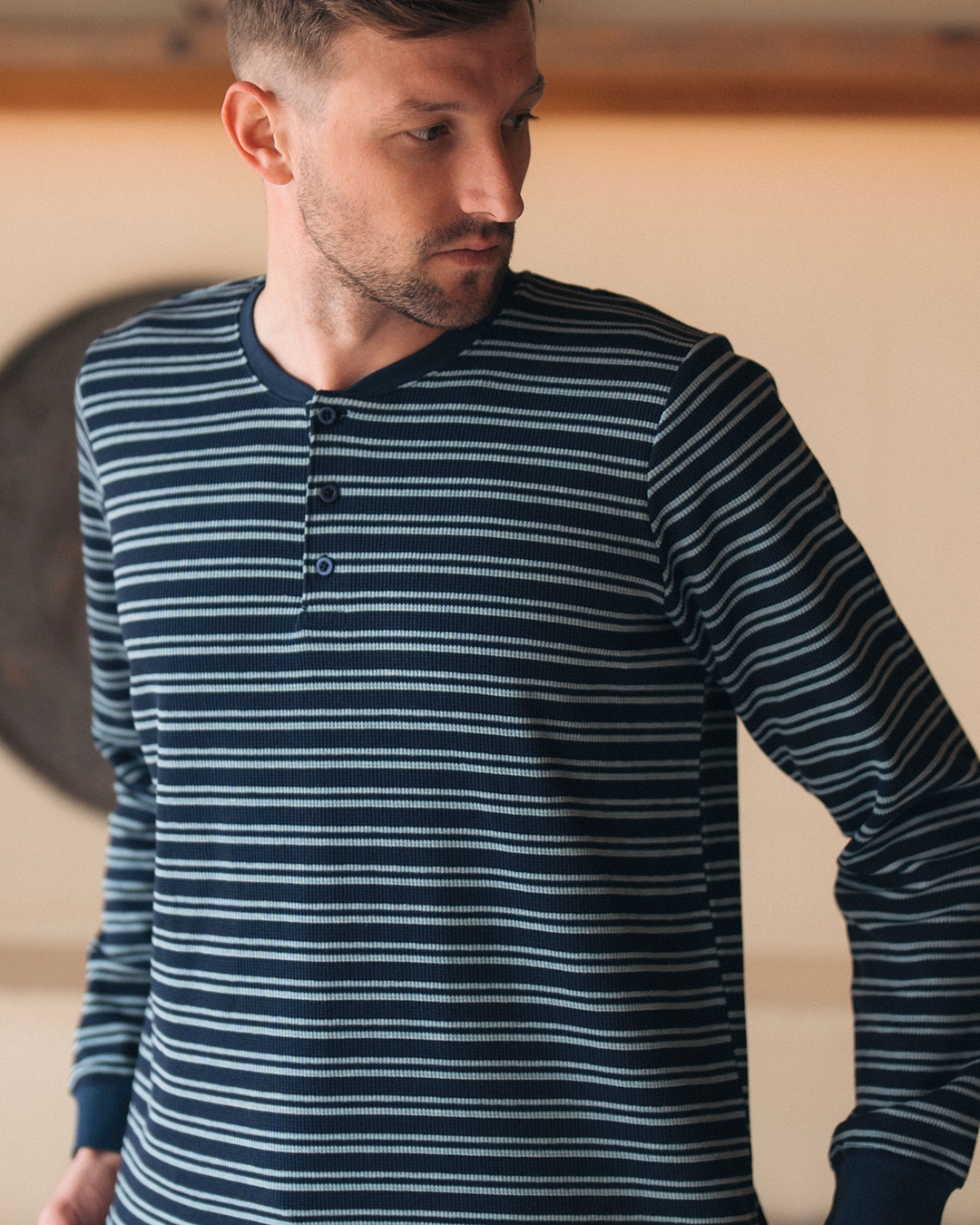 Waffel Stripe بيجاما رجالي كم طويل وافل سترايب * بنطلون سمر ميلتون