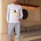 Daffy Duck Men's Long Sleeve Cotton Pajamas * Summer Melton Stripe Pants