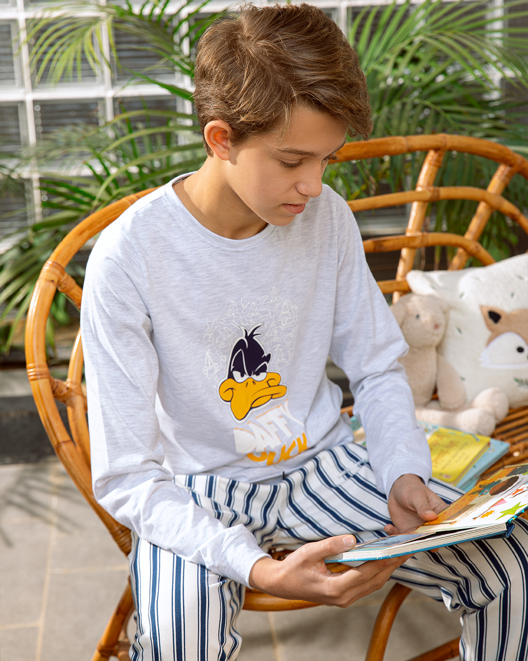Daffy Duck بيجامة اولادي قطن كم طويل *بنطلون سمر ميلتون سترايب