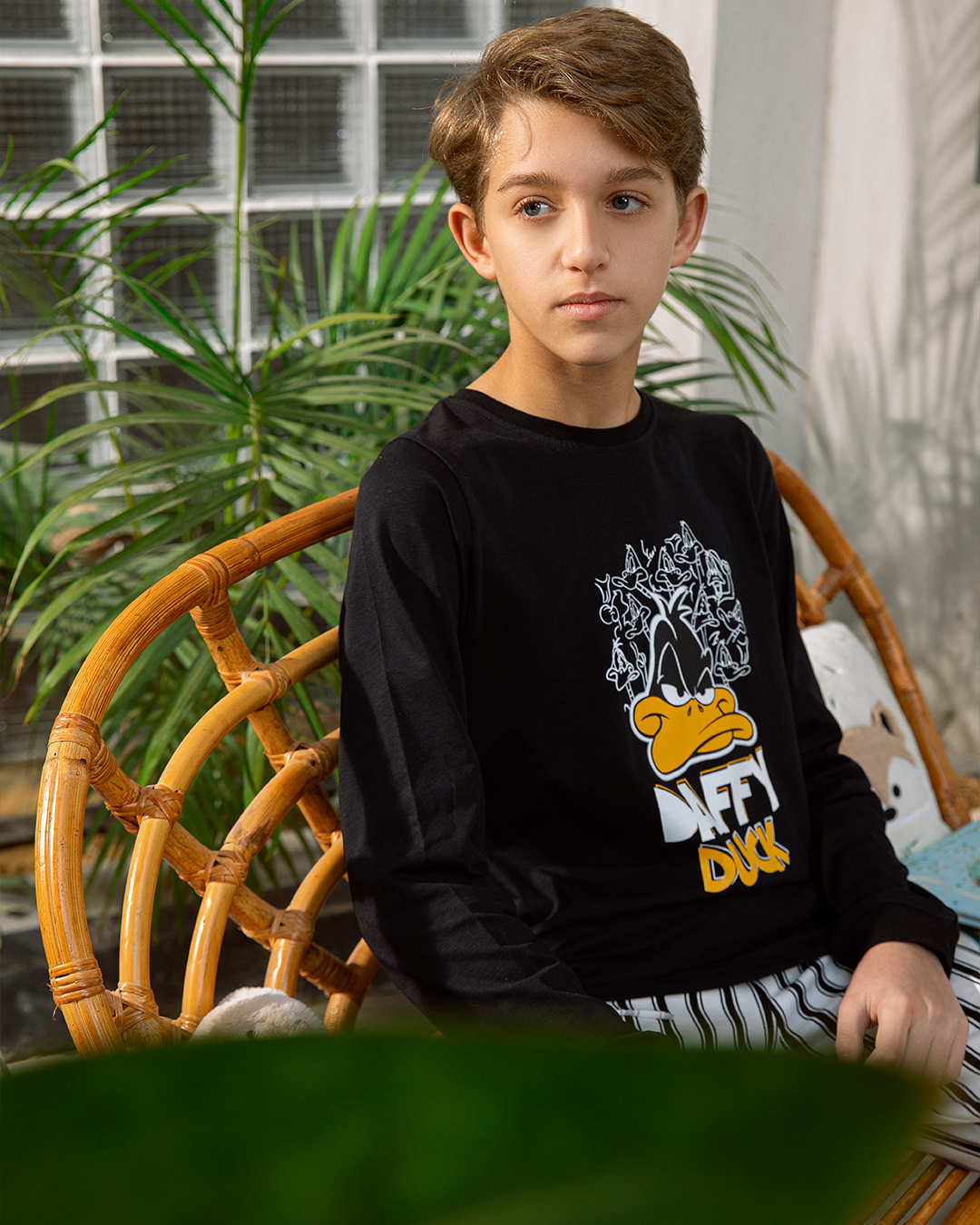 Daffy Duck Boys Long Sleeve Cotton Pajama * Summer Milton Stripe Pants