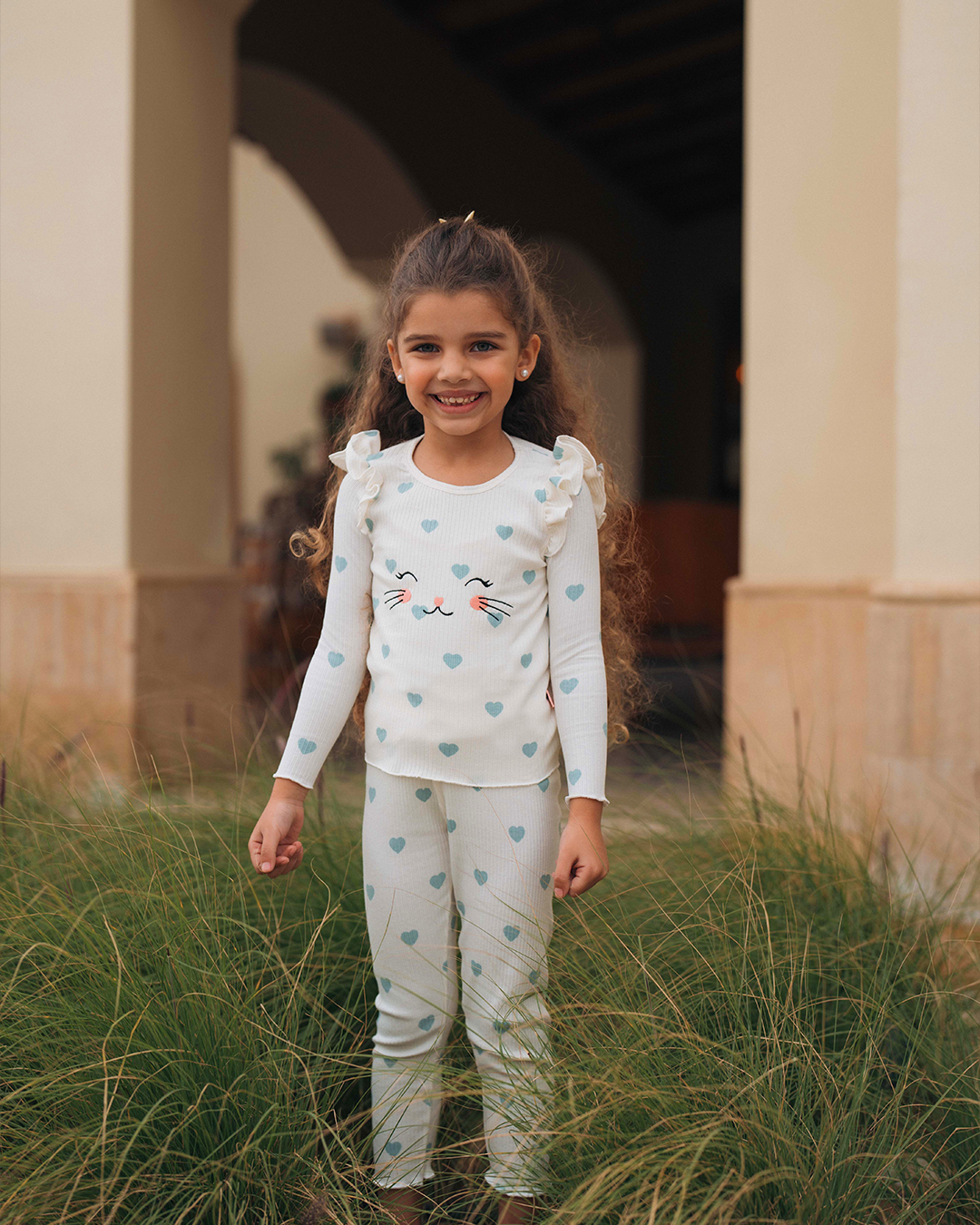 Cat Heart Pajamas for children, girls, long sleeves