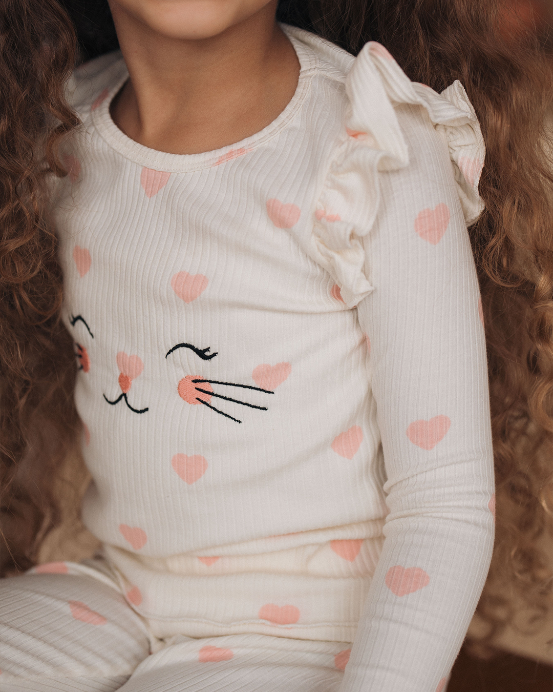 Cat Heart Pajamas for children, girls, long sleeves