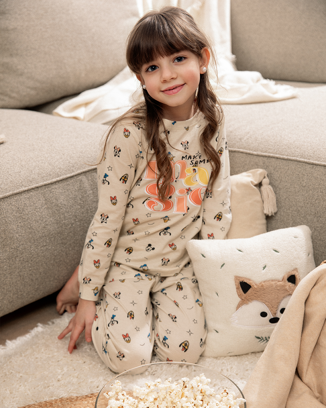 Minnie and mickey بيجاما بناتي كُم طويل