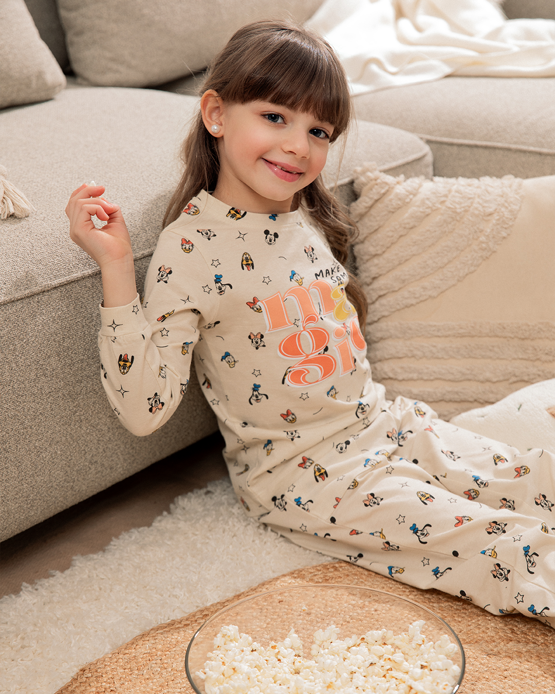 Minnie and mickey بيجاما بناتي كُم طويل