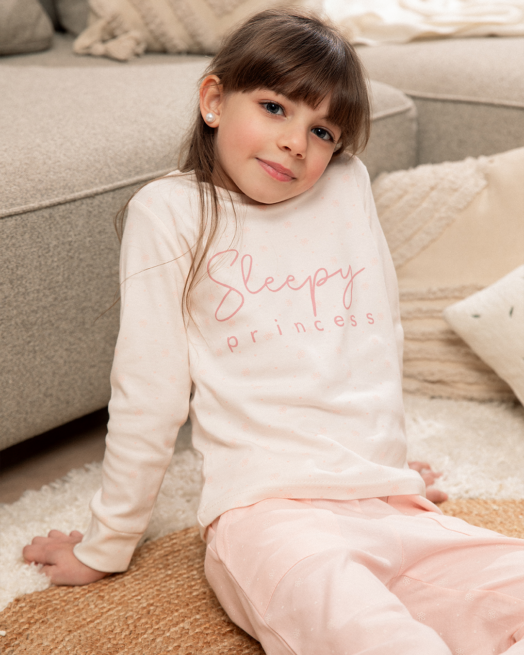 Sleepy princess girls' printed pajamas