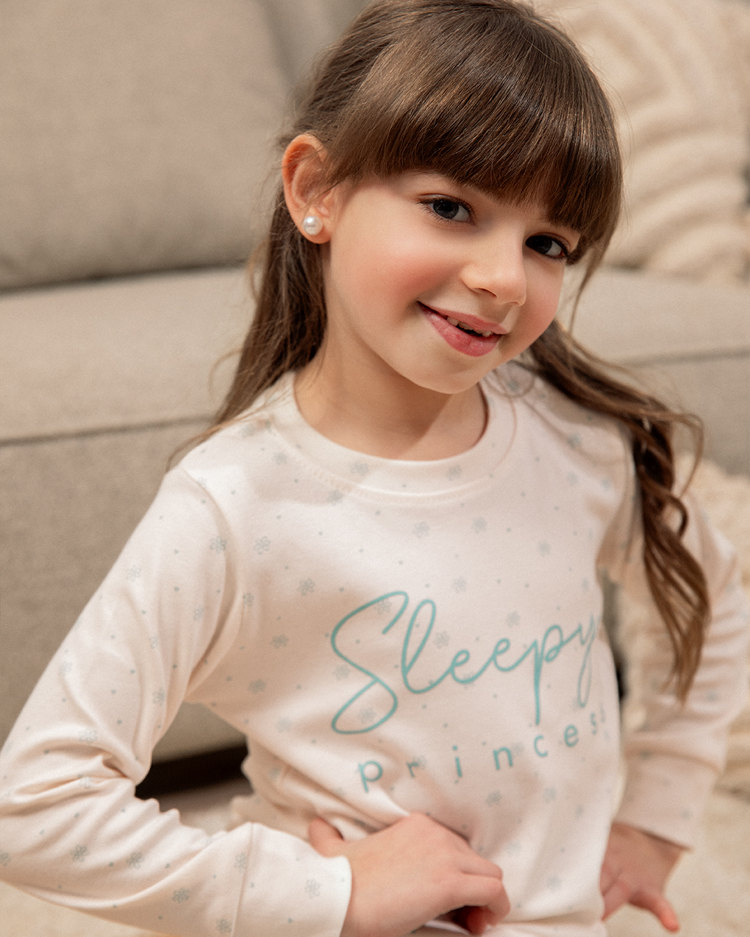 Sleepy princess girls' printed pajamas