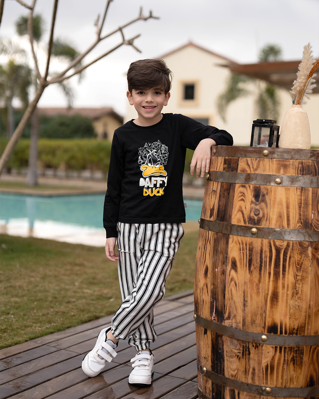 Daffy Duck Baby Boys Long Sleeve Cotton Pajamas * Summer Melton Stripe Pants