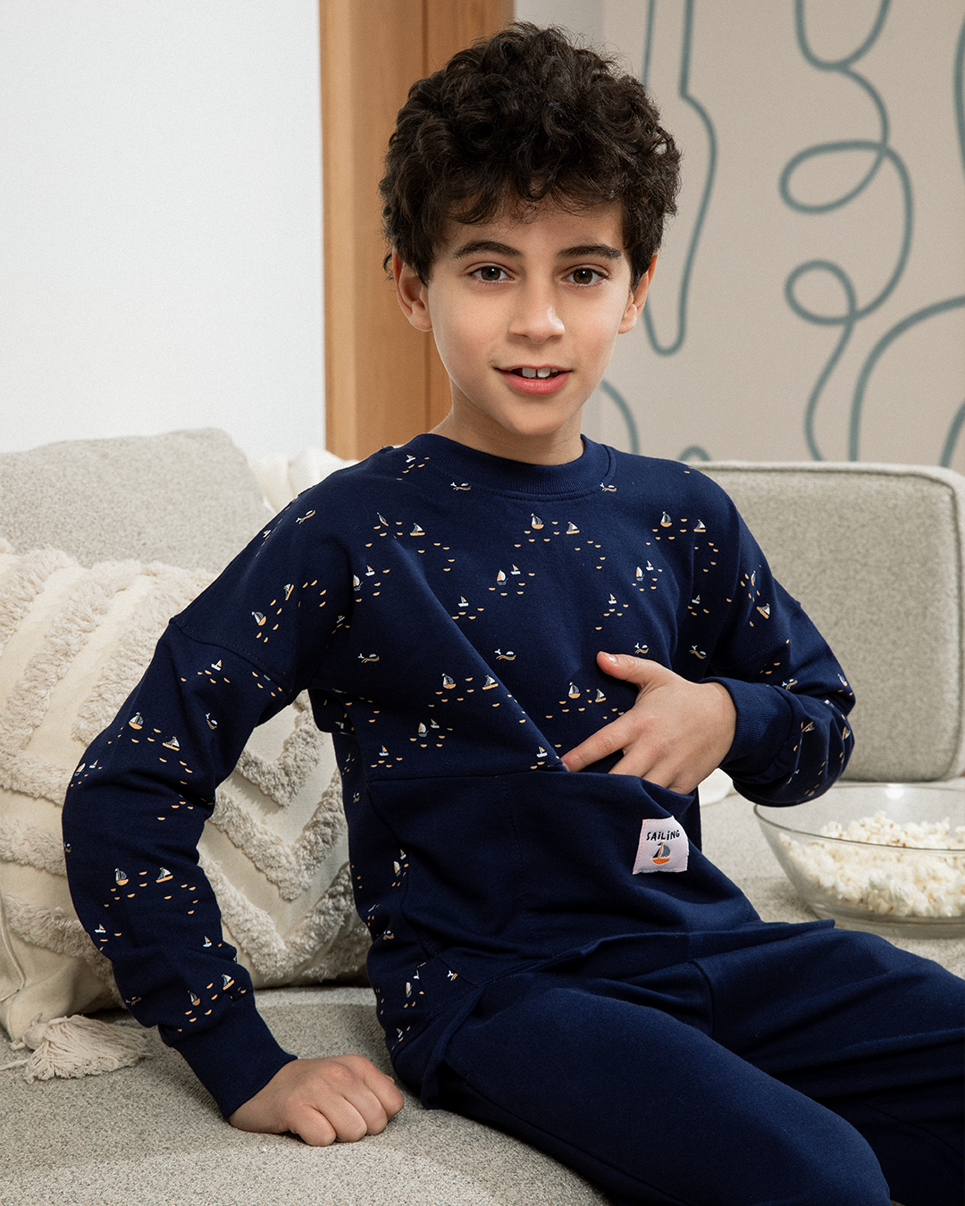 Sailing بيجاما أولادي كتف ساقط