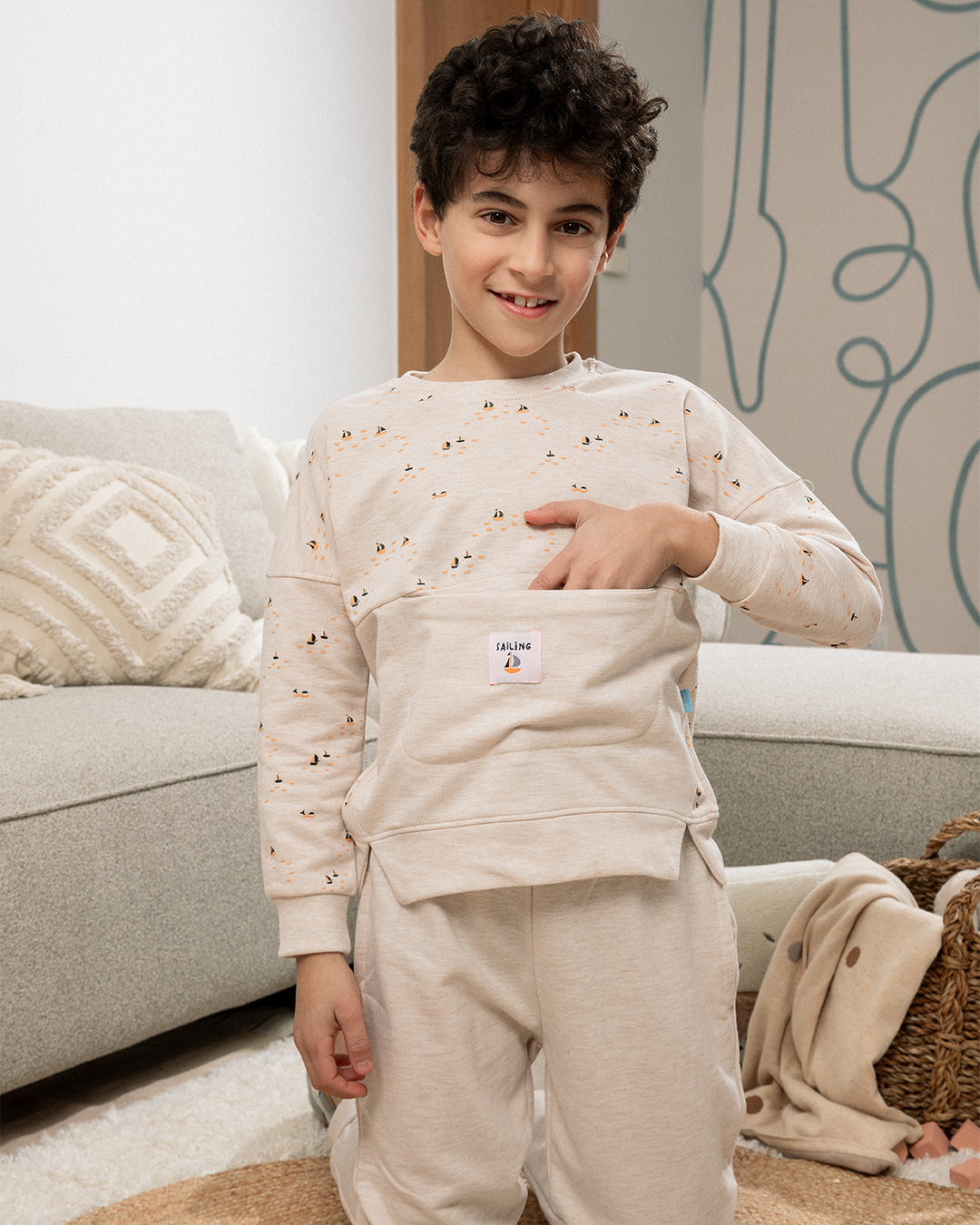 Sailing بيجاما أولادي كتف ساقط
