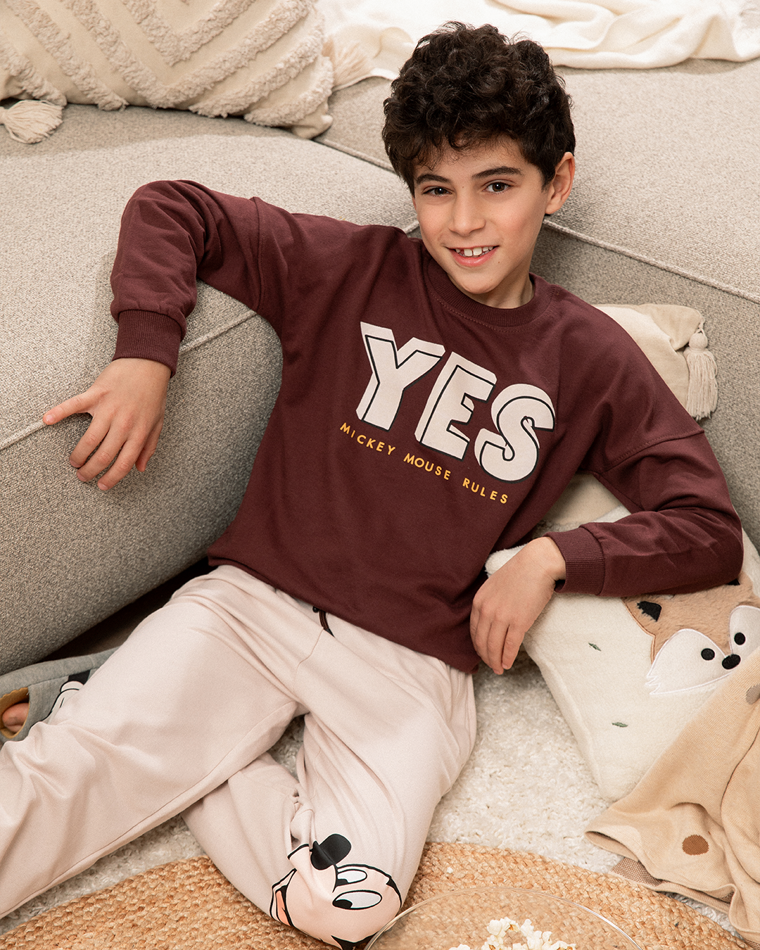 Yes mickey mouse rules بيجاما أولادي كتف ساقط