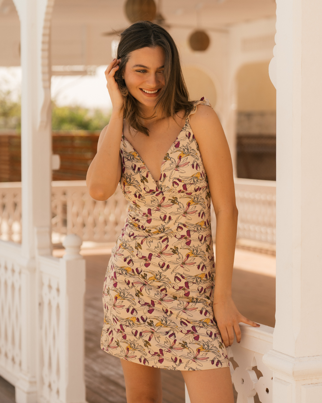 Ruffel Nightshirt قميص نوم حريمي قصير بحمالة فسكوز مطبوع