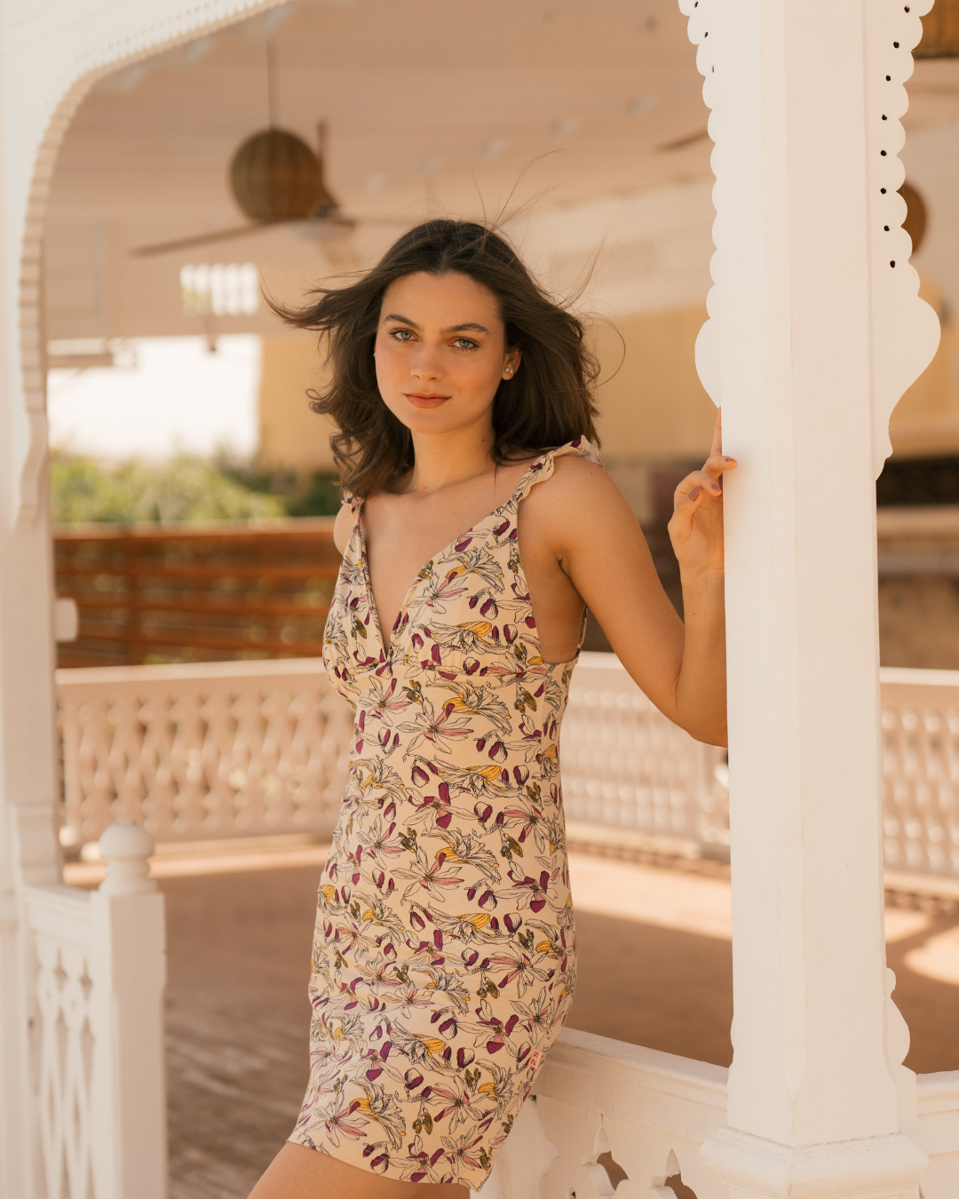 Ruffel Nightshirt قميص نوم حريمي قصير بحمالة فسكوز مطبوع