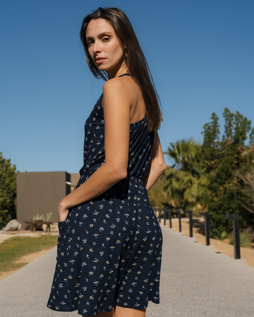 Flower Queen سالوبيت حريمي قصير مطبوع فسكوز ليكرا