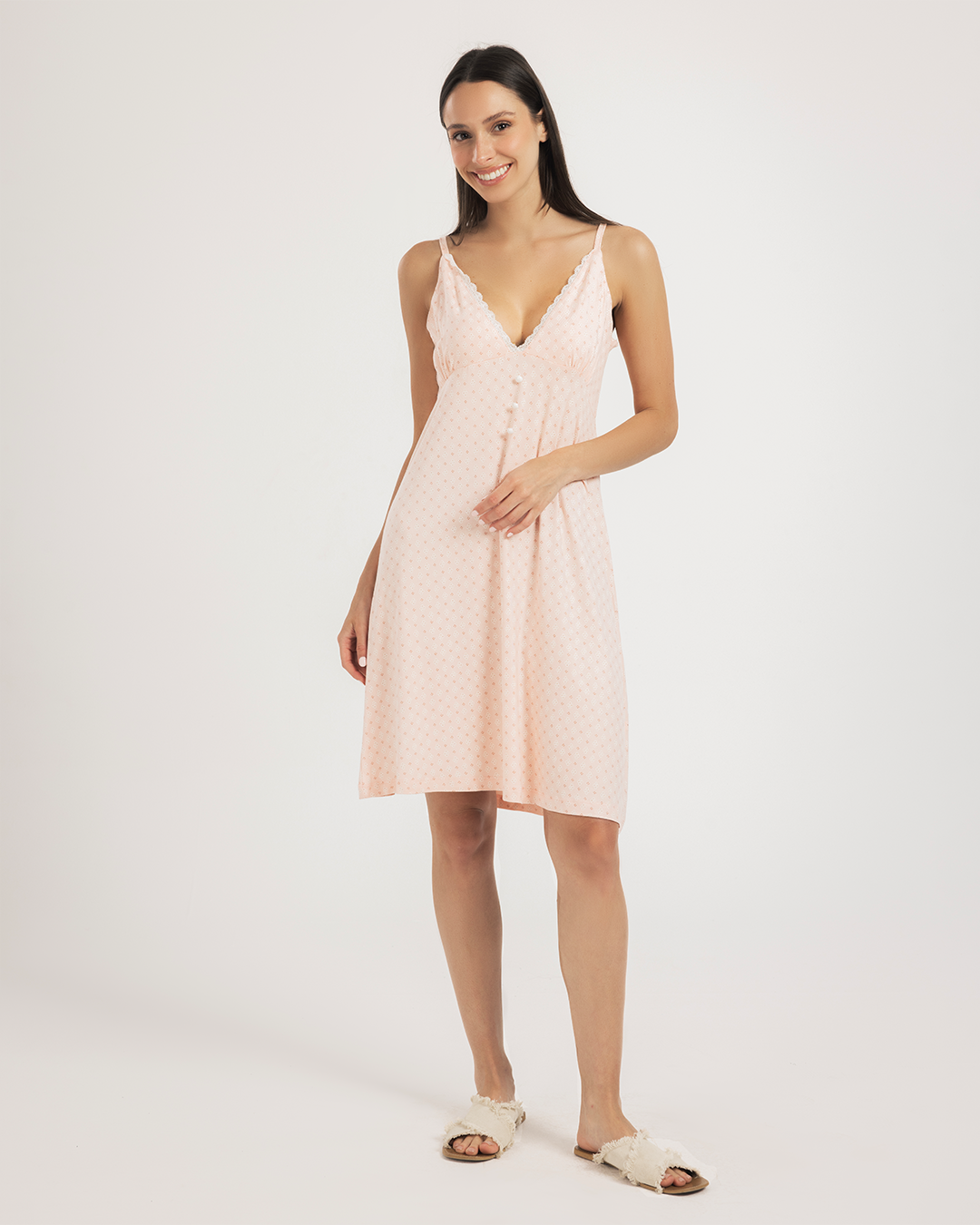 Mini Hearts maternity  lace night-shirt with printed modal lycra lace