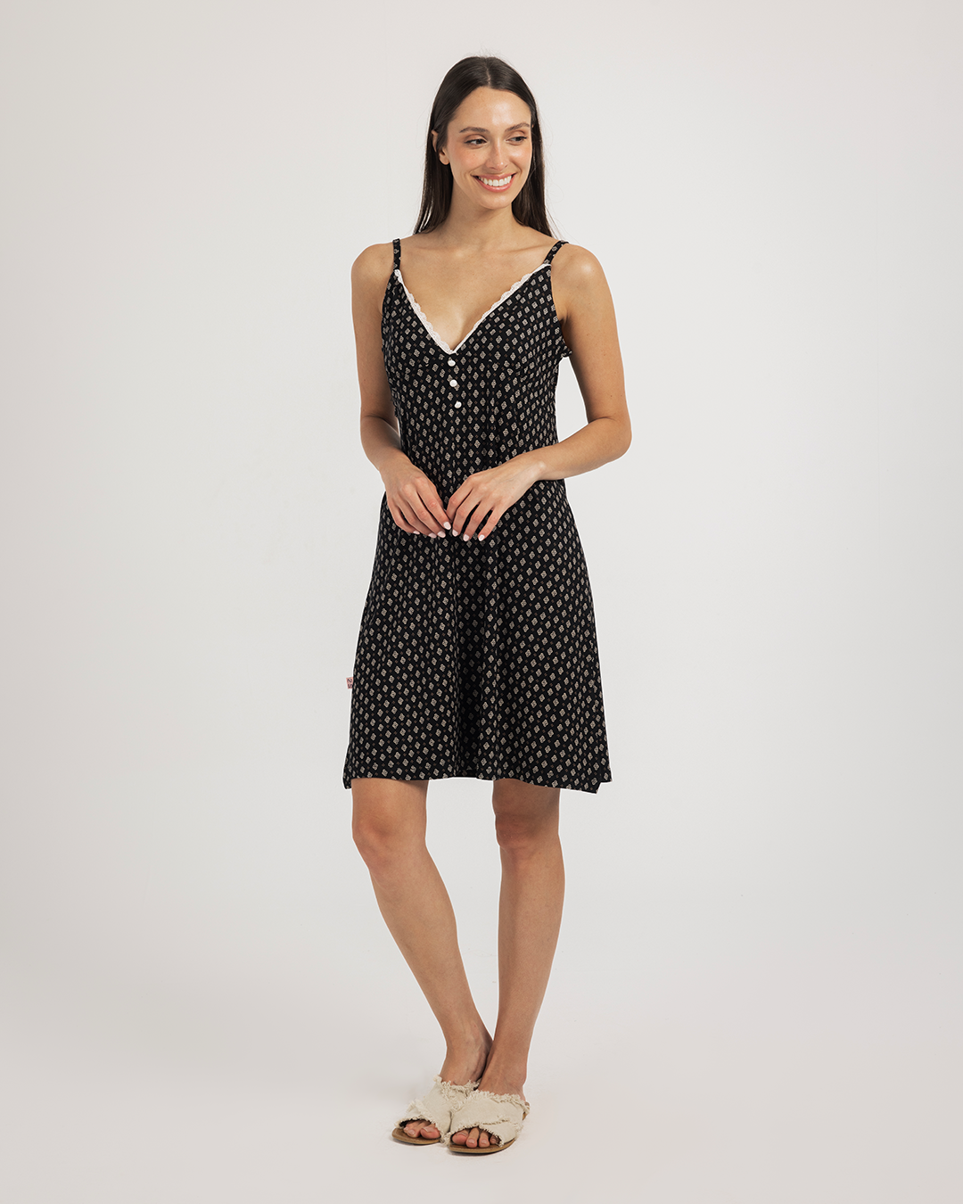 Mini Hearts maternity  lace night-shirt with printed modal lycra lace