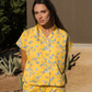 Floral set for women's pajamas with over-size buttons, printed cotton