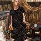 Black Floral Women's Half Sleeve Gown