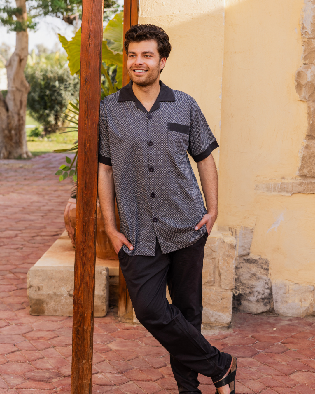 Men's Classic Open Half Sleeve Rotary Pajamas