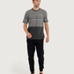 Stripe Jacquard بيجاما رجالي نص كم جاكار * بنطلون سمر ميلتون سادة