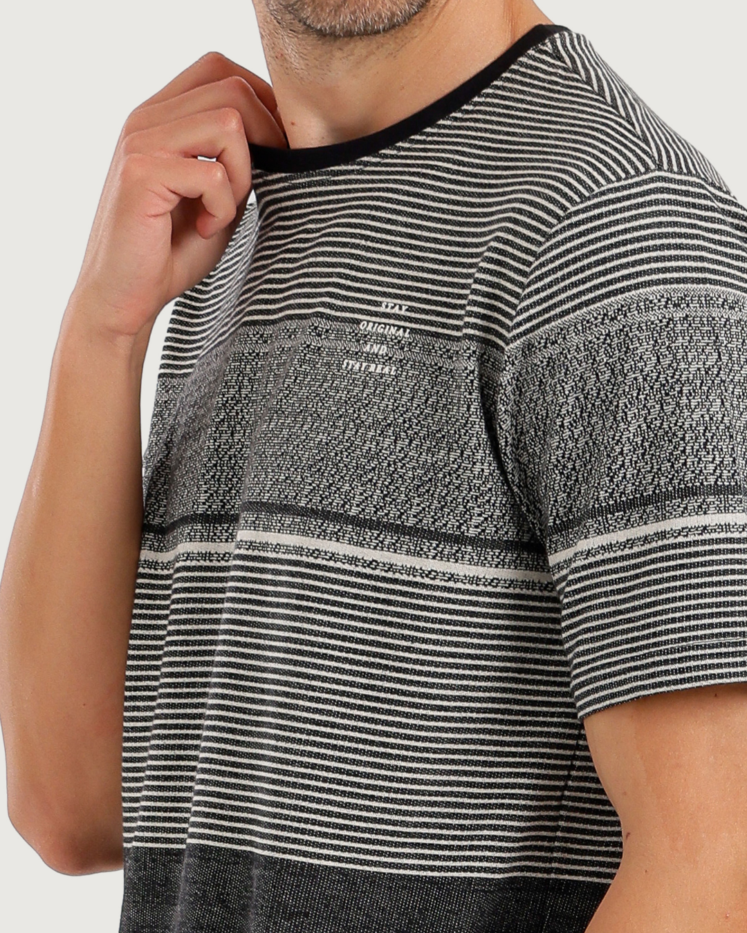Stripe Jacquard بيجاما رجالي نص كم جاكار * بنطلون سمر ميلتون سادة