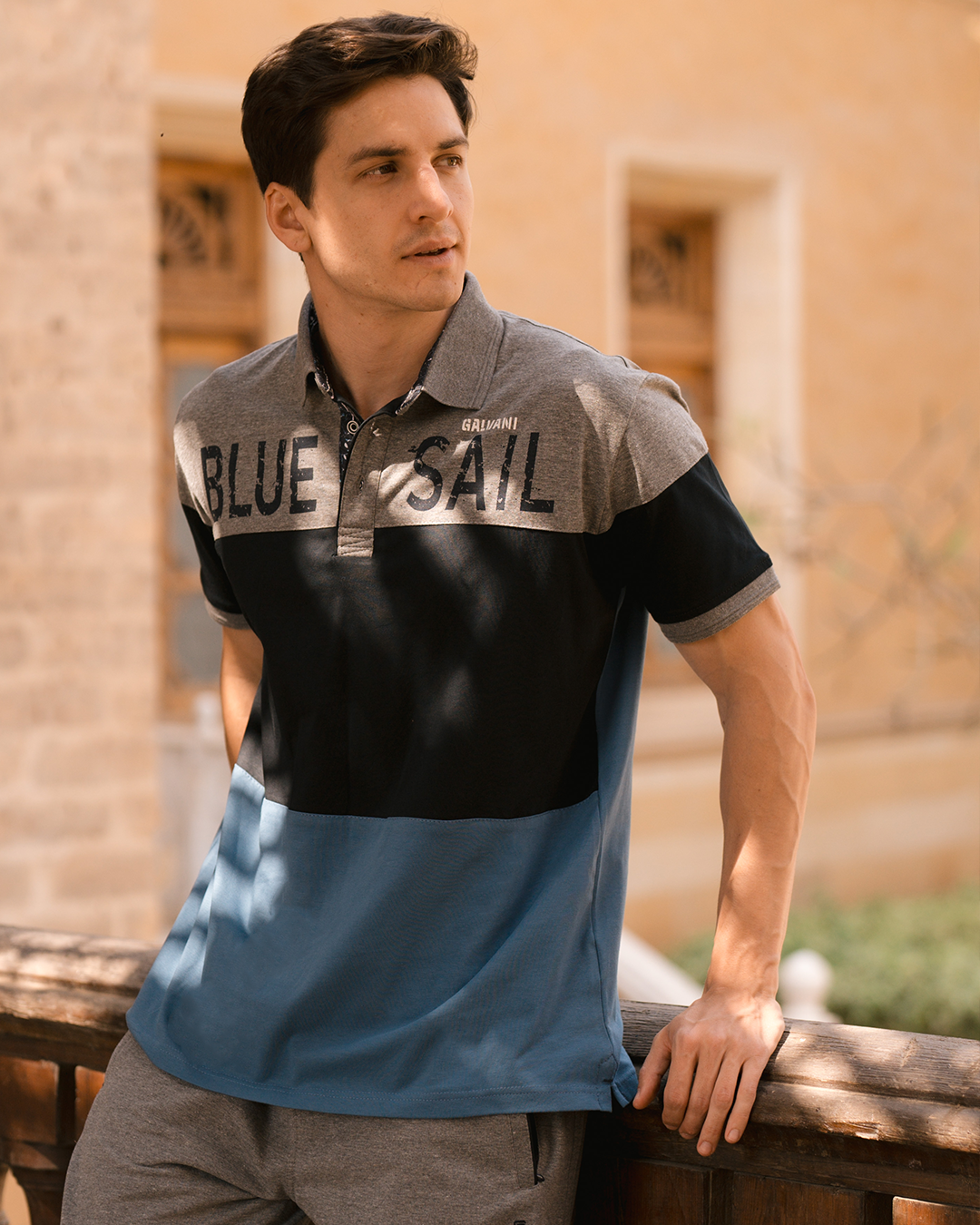 BLUE SAIL galvani بيجامه رجالي ياقة بزراير