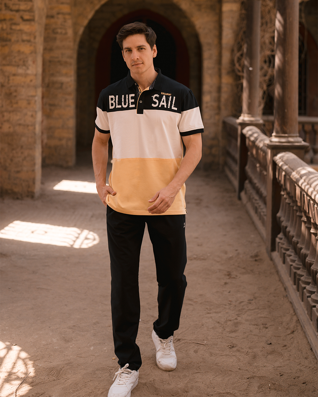 BLUE SAIL galvani بيجامه رجالي ياقة بزراير