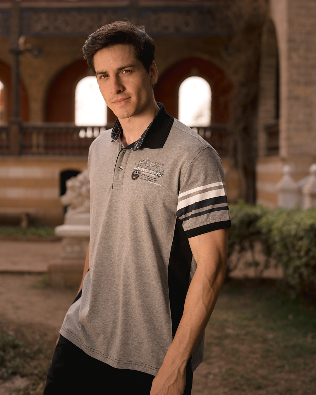 NANTUCKET GLV بيجامه رجالي ياقة بزراير طابعة علي الصدر