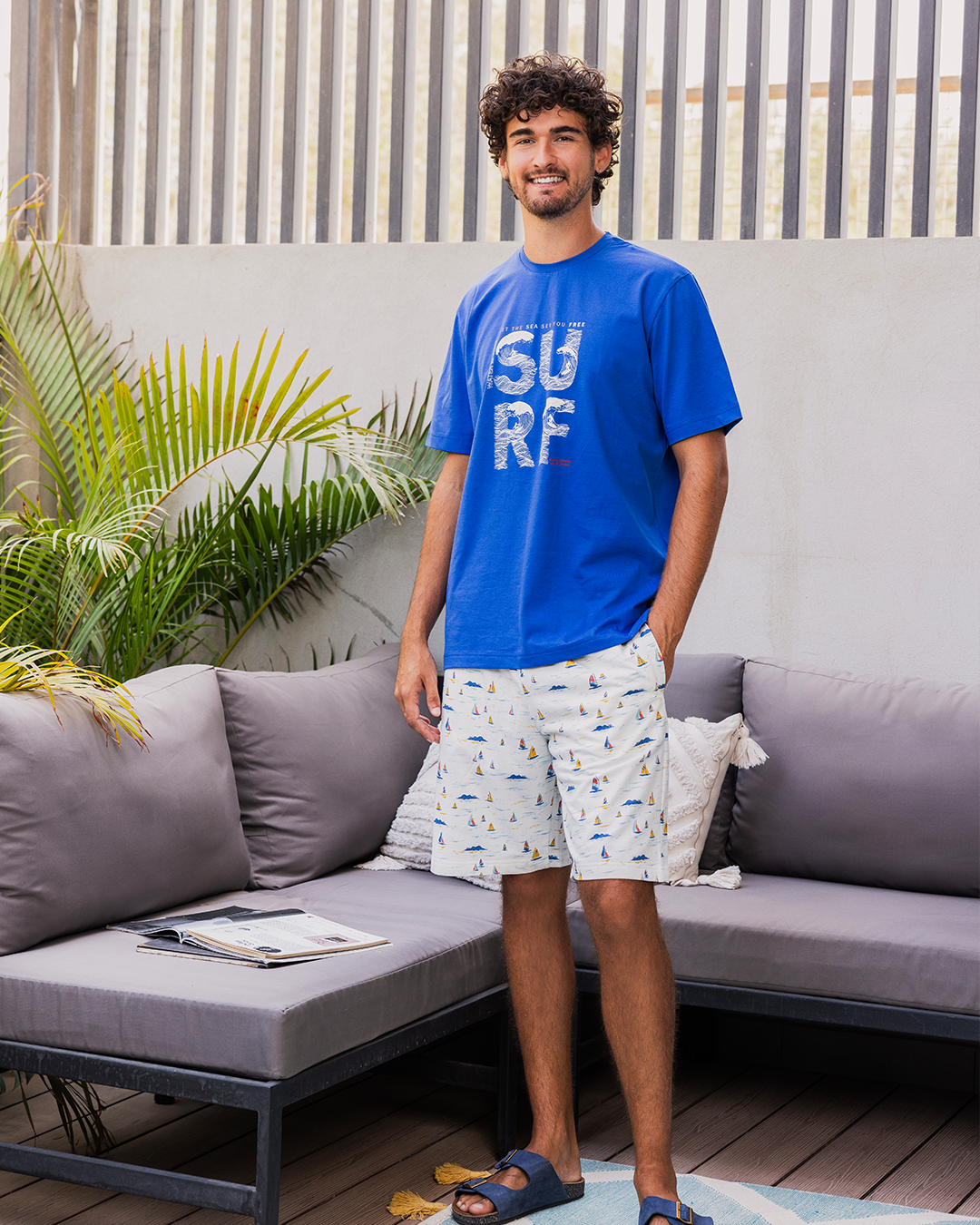 Free Surf men's half-sleeved pajamas and cotton shorts