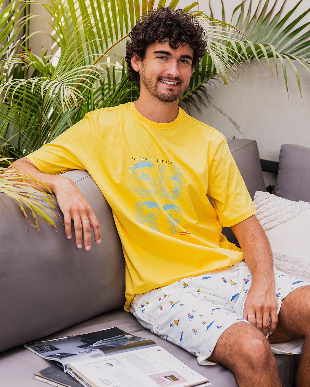 Free Surf men's half-sleeved pajamas and cotton shorts