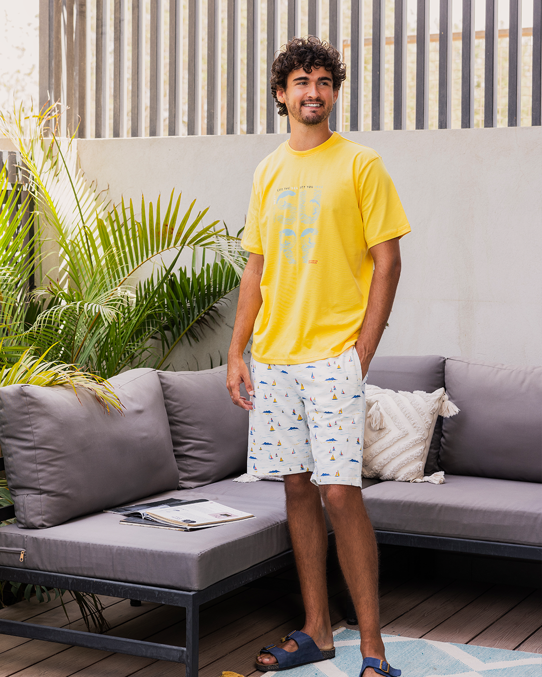 Free Surf men's half-sleeved pajamas and cotton shorts