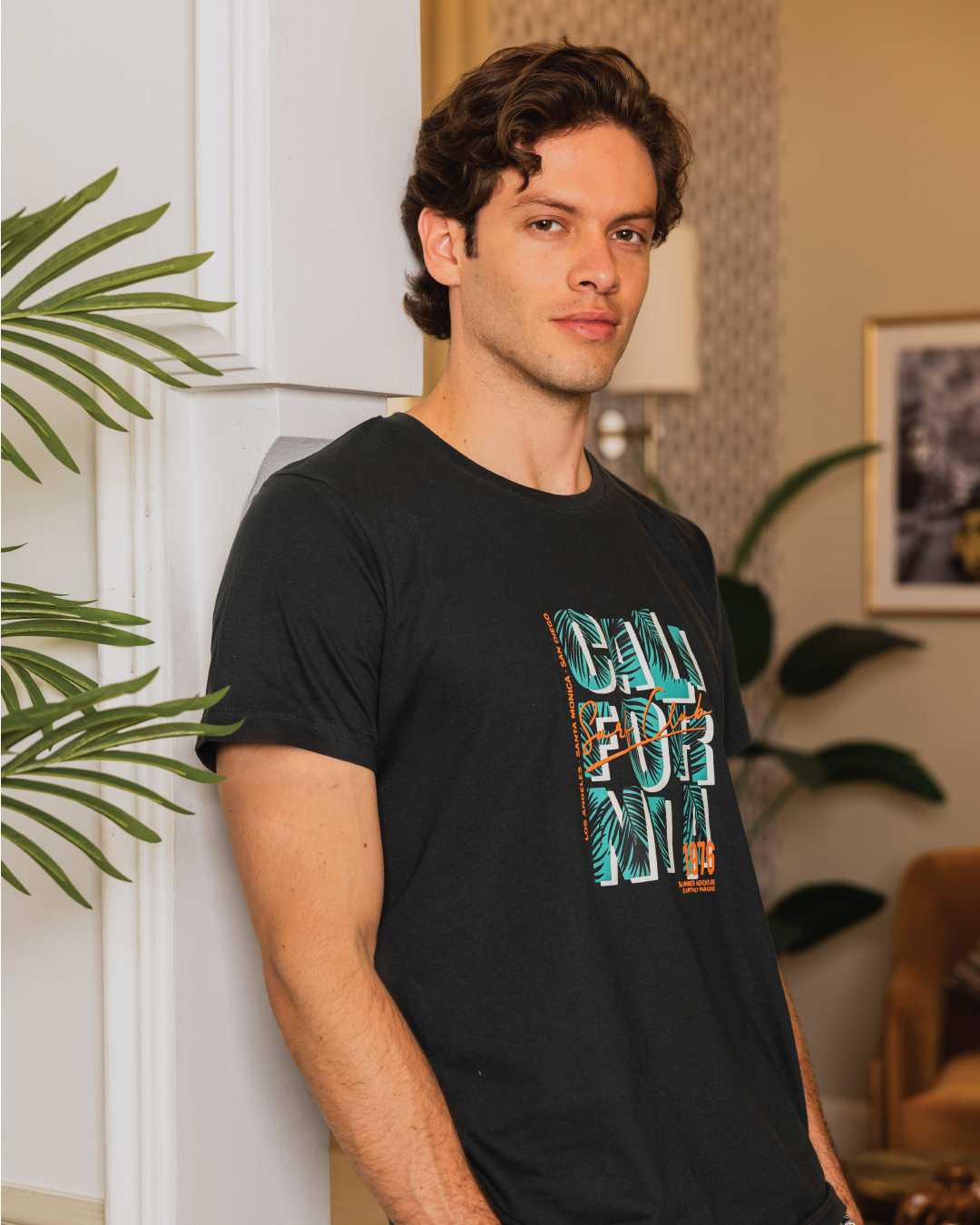 California بيجاما رجالي نص كم وشورت مطبوع قطن