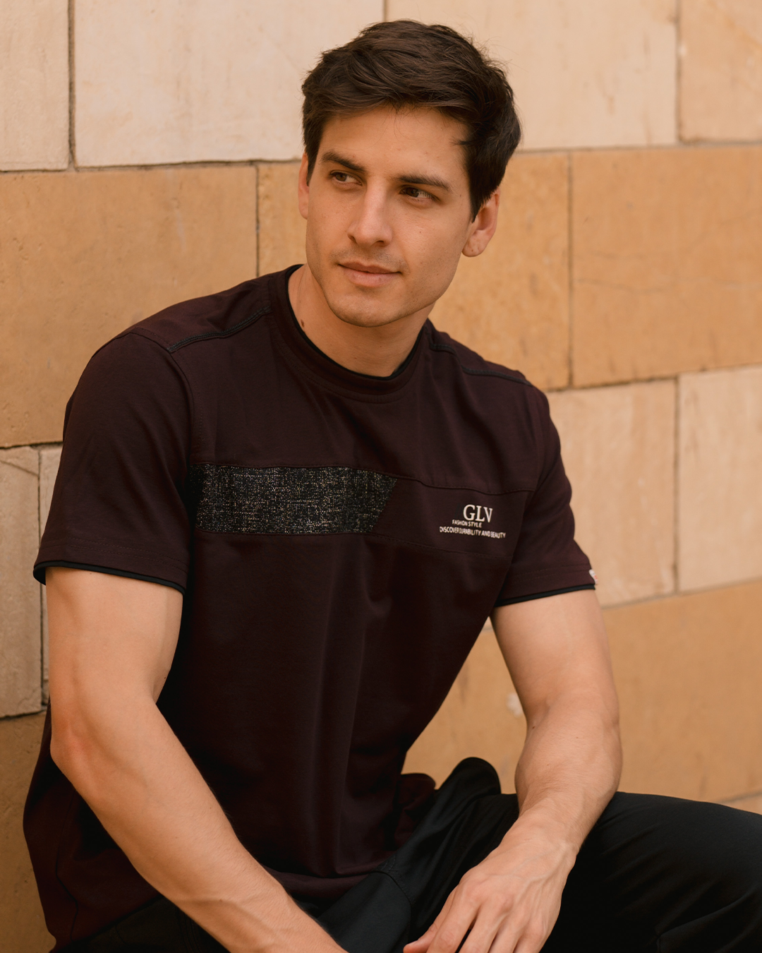 GLV Fashion style بيجامه رجالي حوض شروال طابعة علي الصدر