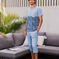 Summer vibes بيجاما رجالي نص كم و بنتكور قطن