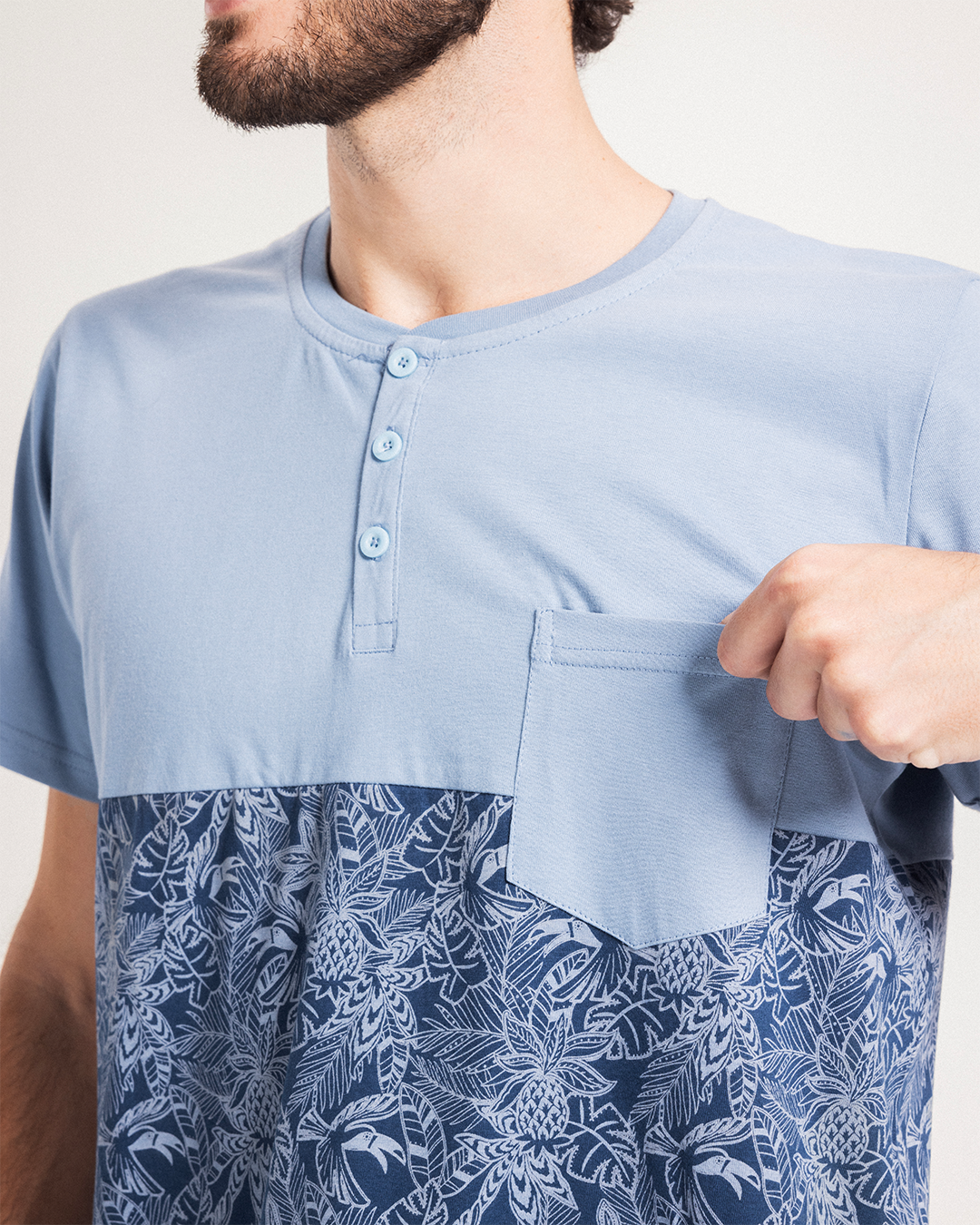 Summer vibes بيجاما رجالي نص كم و بنتكور قطن