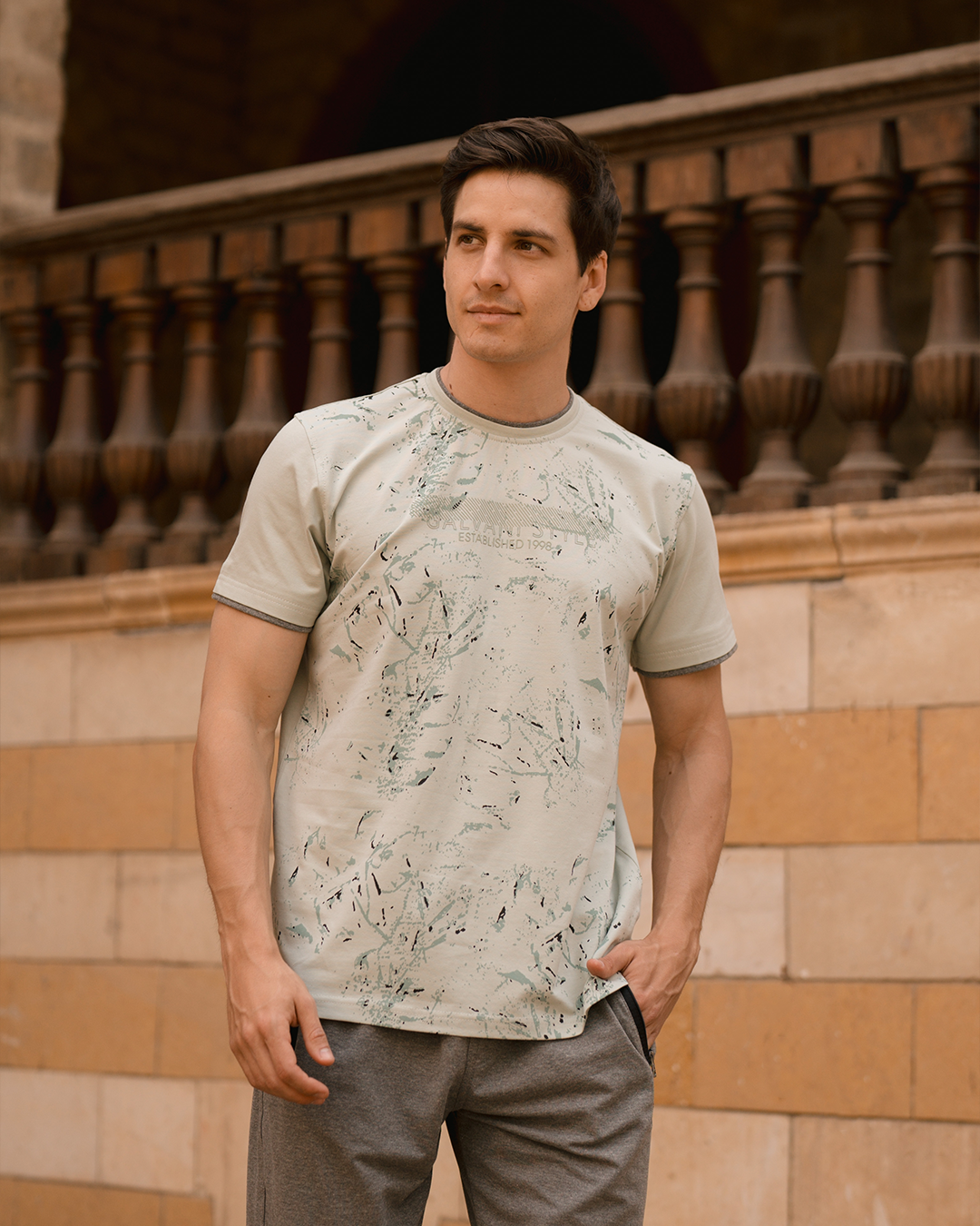 established 1998 بيجامه رجالي حوض شروال طابعة علي الصدر