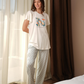 New Home New Memories Women's half-sleeved pajamas and viscose Lycra pants