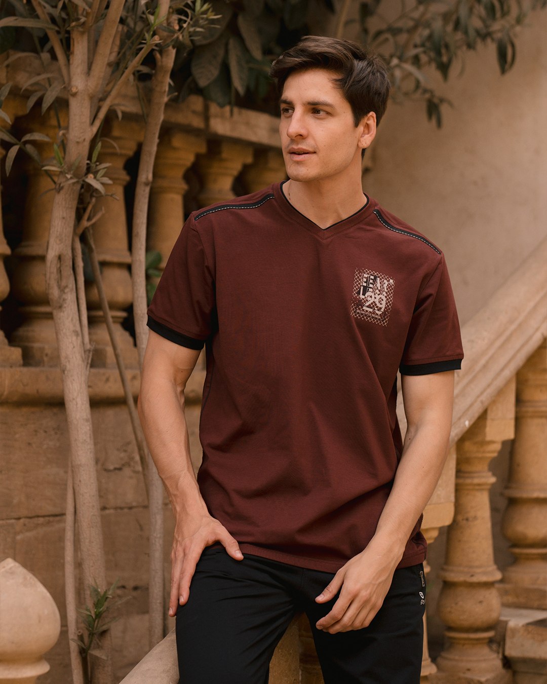 GLV EEAR LESS 29 Men's pajamas, rhubarb turban, printed on the chest