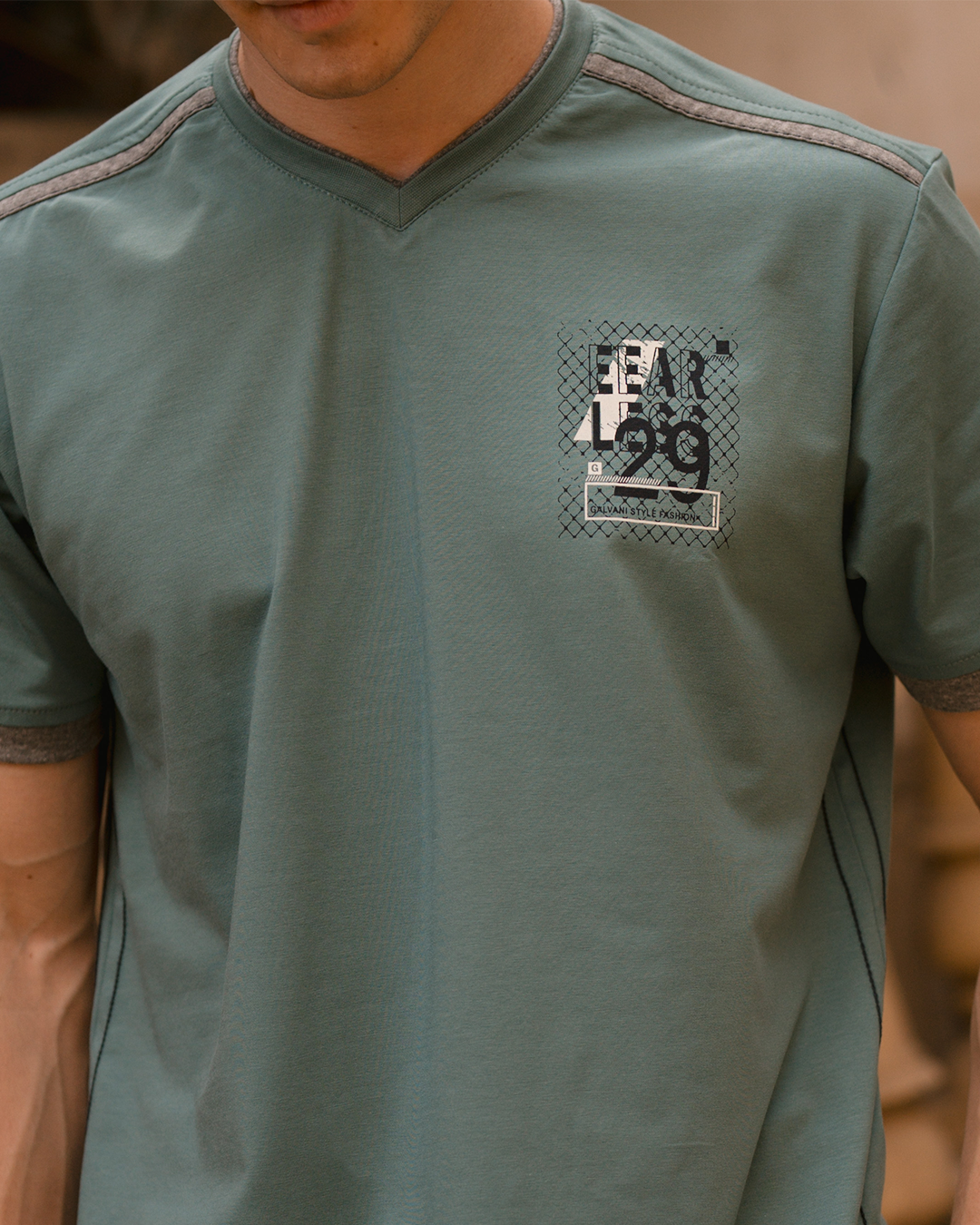 GLV EEAR LESS 29 Men's pajamas, rhubarb turban, printed on the chest