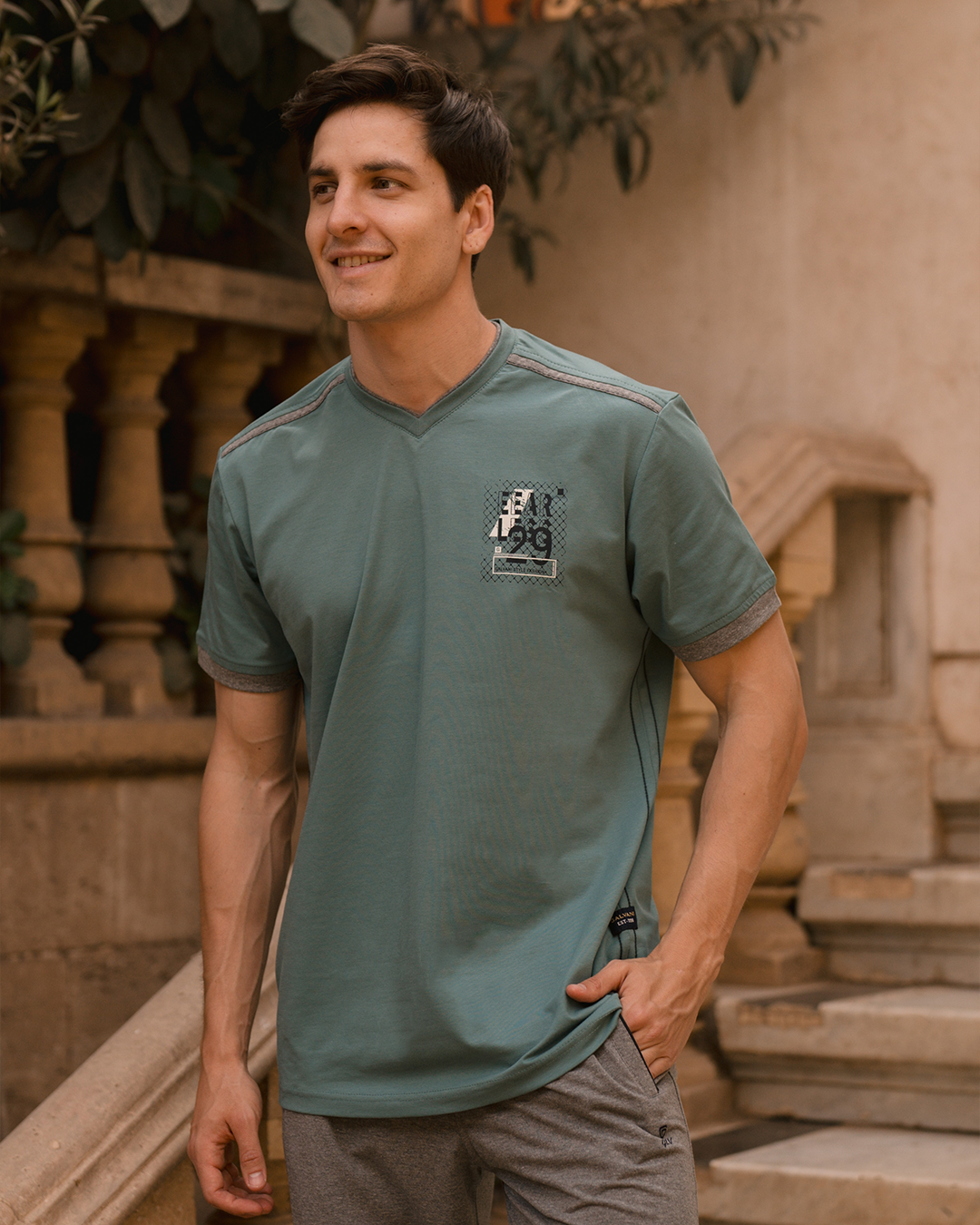 GLV EEAR LESS 29 Men's pajamas, rhubarb turban, printed on the chest