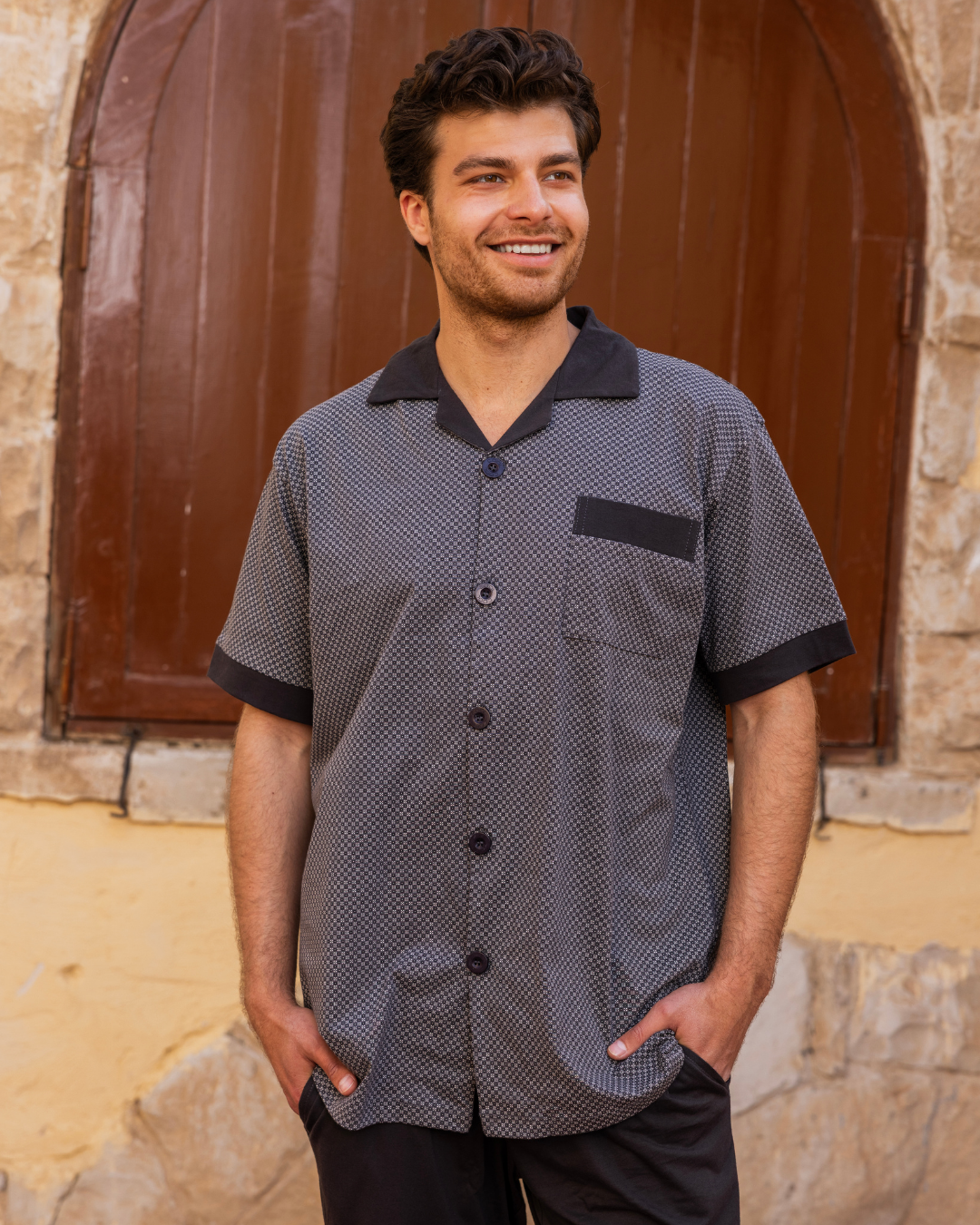 Men's Classic Open Half Sleeve Rotary Pajamas