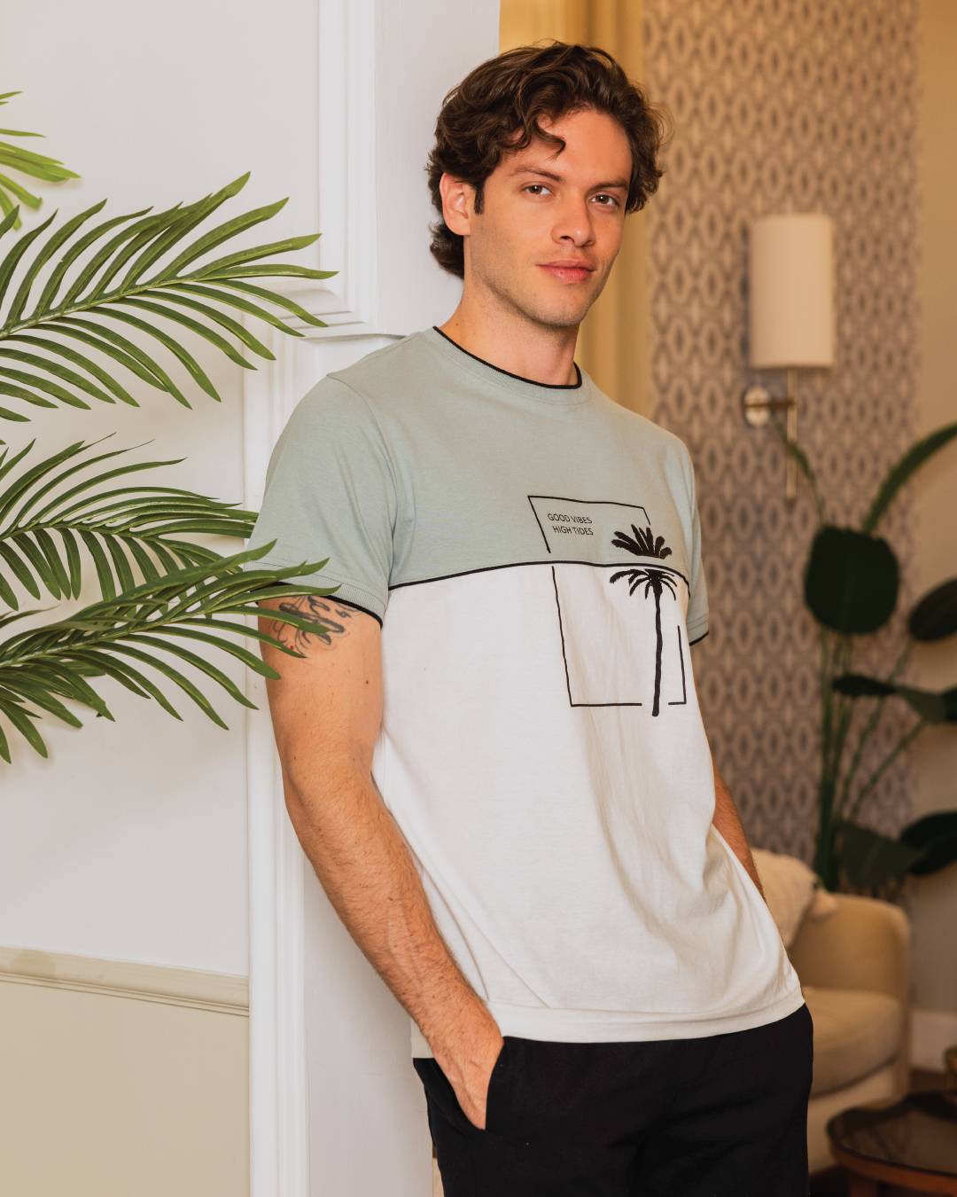 Palm Tree Men's half sleeve pajamas