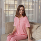Women's pajamas, seven-button T-shirt, plain plain 1