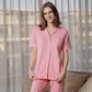 Women's pajamas, seven-button T-shirt, plain plain 1